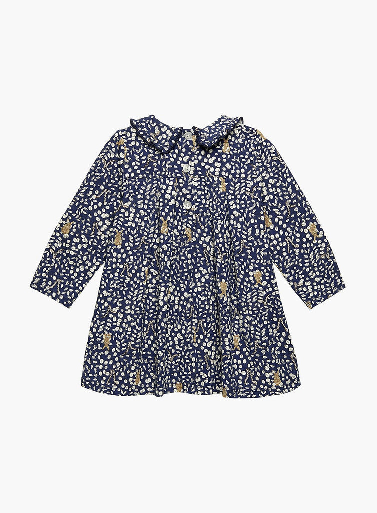 Baby Girls' Woodland Bunny Jersey Dress in Navy | Trotters – Trotters ...