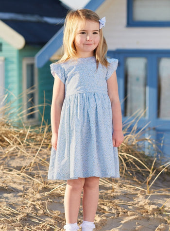 Confiture Dress Ophelia Frill Sleeve Dress in Blue Ditsy