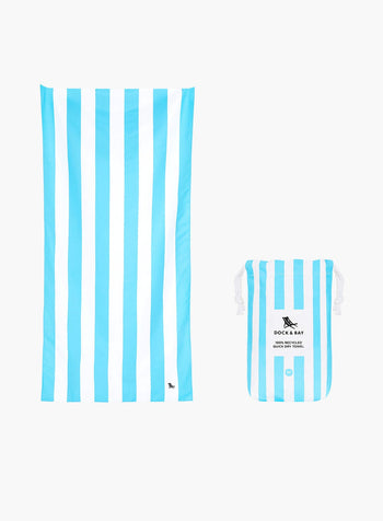 Dock&Bay Towel Dock & Bay Microfibre Beach Towel in Light Blue Stripe