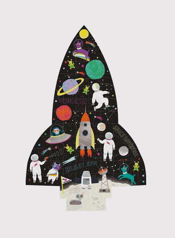 Floss & Rock Puzzle Space Rocket-Shaped Jigsaw Puzzle - Trotters Childrenswear