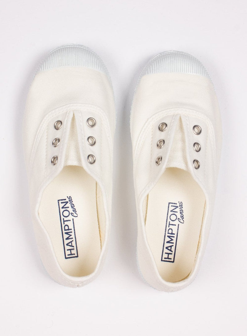 Hampton Canvas  Shoes Hampton Canvas Plum Plimsolls in White - Trotters Childrenswear