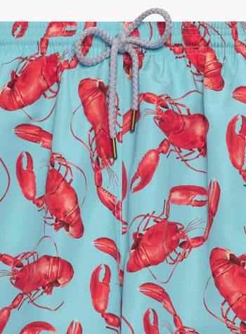 Mens Daddy & Me  Swimshorts in Aqua Lobster