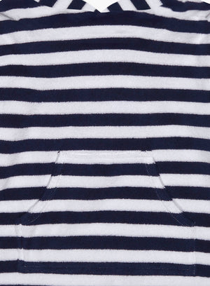 Hampton Swim Towel Towelling Hoody in Navy Stripe