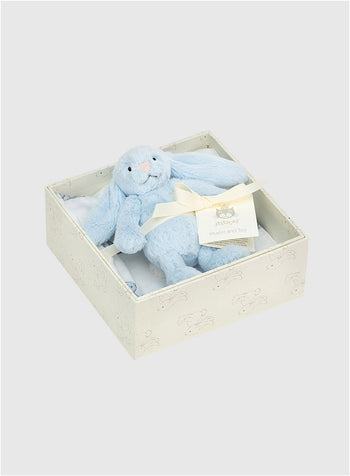 Jellycat Toy Jellycat Bashful Bunny Gift Set in Blue - Trotters Childrenswear