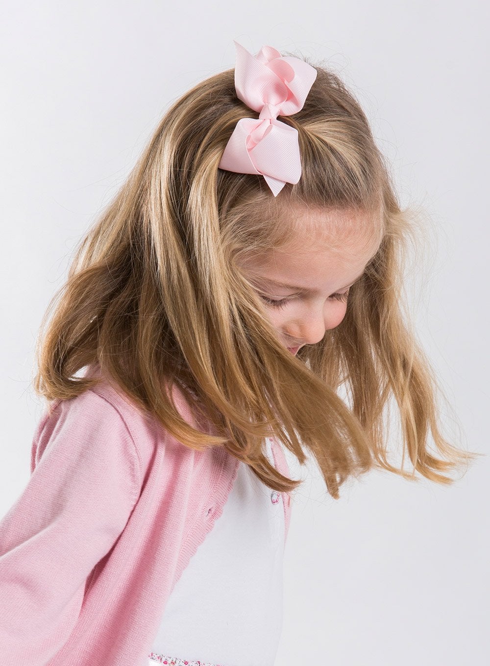 Lily Rose Clip Extra Large Bow Hair Clip in Powder Pink - Trotters Childrenswear