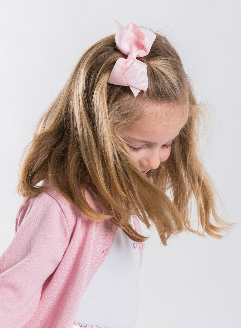 Lily Rose Clip Extra Large Bow Hair Clip in Powder Pink - Trotters Childrenswear