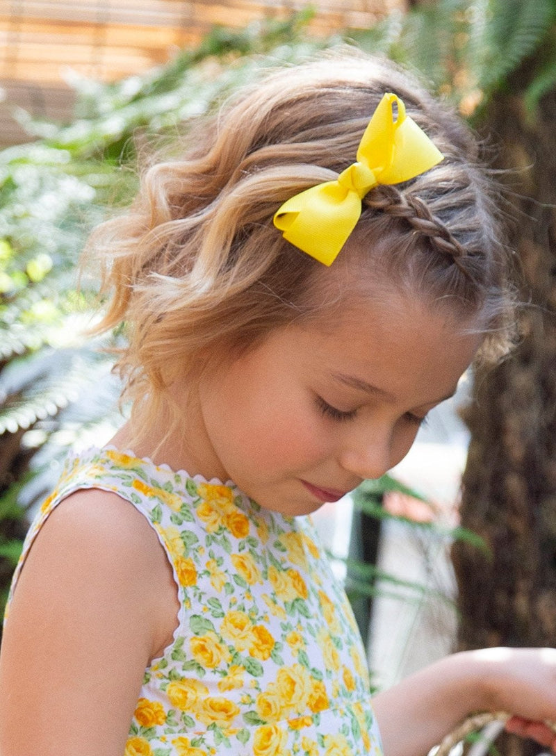 Lily Rose Clip Large Bow Hair Clip in Lemon - Trotters Childrenswear