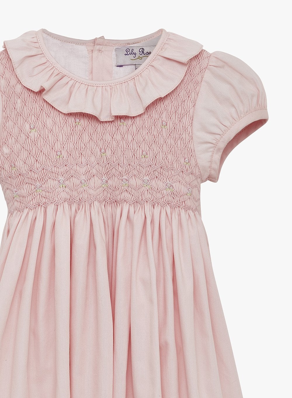 Baby Girls Hand Smocked Dress with Collar in Pink | Trotters – Trotters  Childrenswear USA