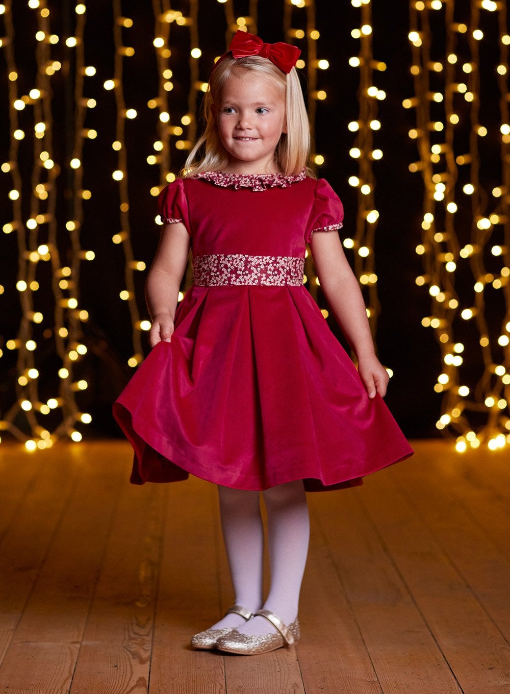 Red Mitsi Velvet Dress  Trotters Childrenswear – Trotters Childrenswear USA
