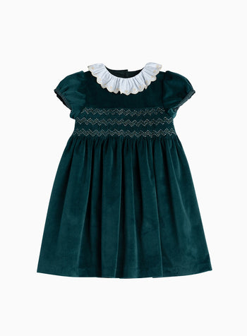 Octavia Velvet Party Dress in Emerald Green