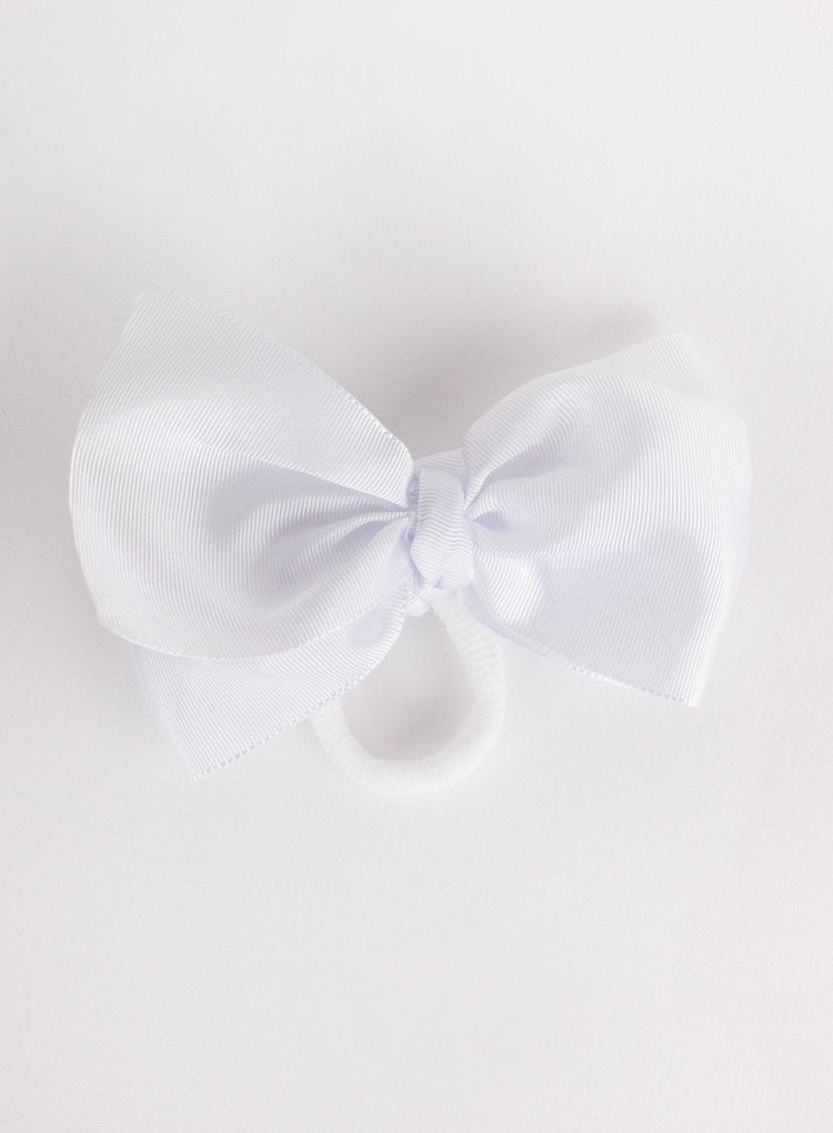 Lily Rose Hair Bobbles Large Bow Hair Bobble in White - Trotters Childrenswear