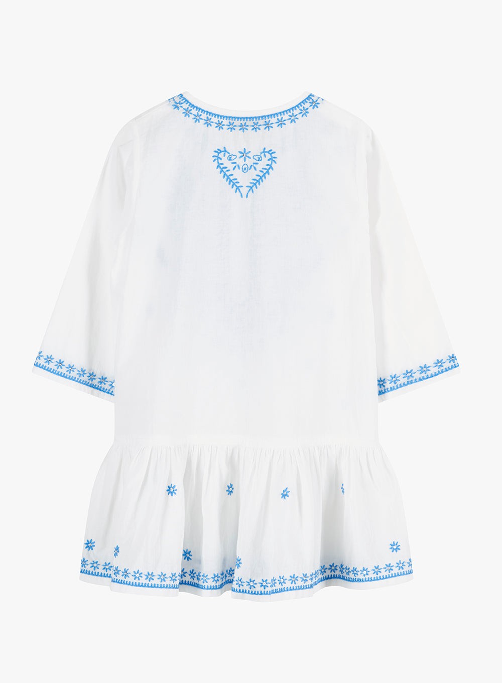Lily Rose Kaftan Embroidered Kaftan in White/Blue
