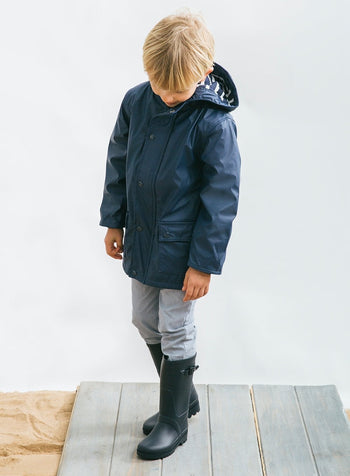 Petit Breton Rainmac Rain Coat in Navy