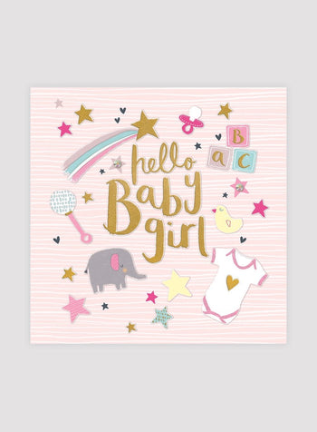 Rachel Ellen Toy Hello Baby Girl Card - Trotters Childrenswear