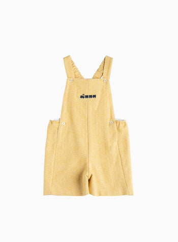 Little Alfie Bib Shorts in Mustard Herringbone
