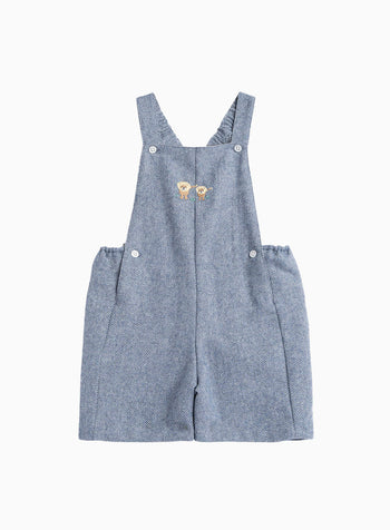 Little Alfie Bib Shorts in Navy Herringbone