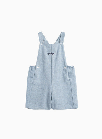 Little Alfie Bib Shorts in Pale Blue Herringbone