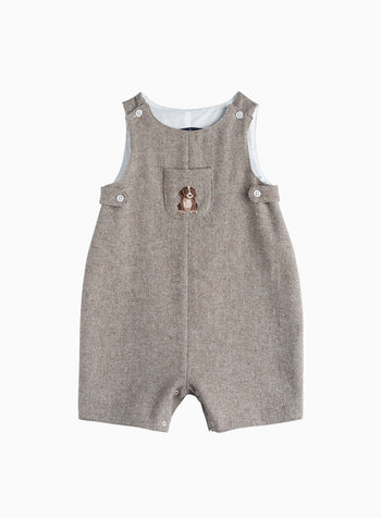 Little Archie Romper in Brown Herringbone