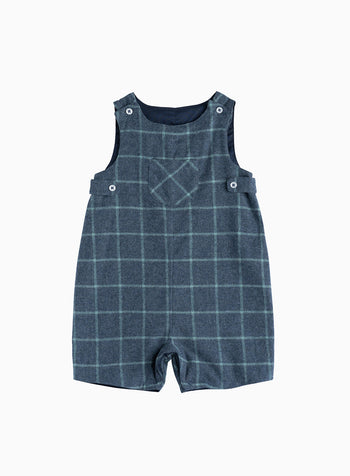 Thomas Brown Bib Shorts Little Archie Romper in Navy Check