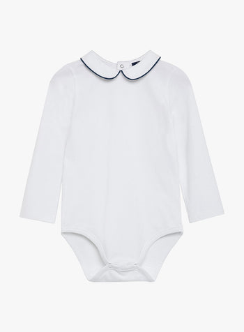 Thomas Brown Body Little Long Sleeved Milo Body in White/Navy