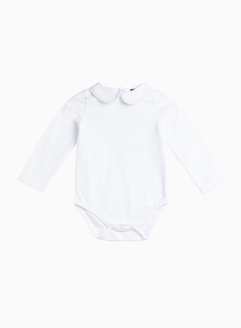 Thomas Brown Body Little Long-Sleeved Milo Stitched Body in White/Pale Blue