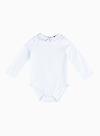 Thomas Brown Body Little Long-Sleeved Monty Stitched Body in White Red
