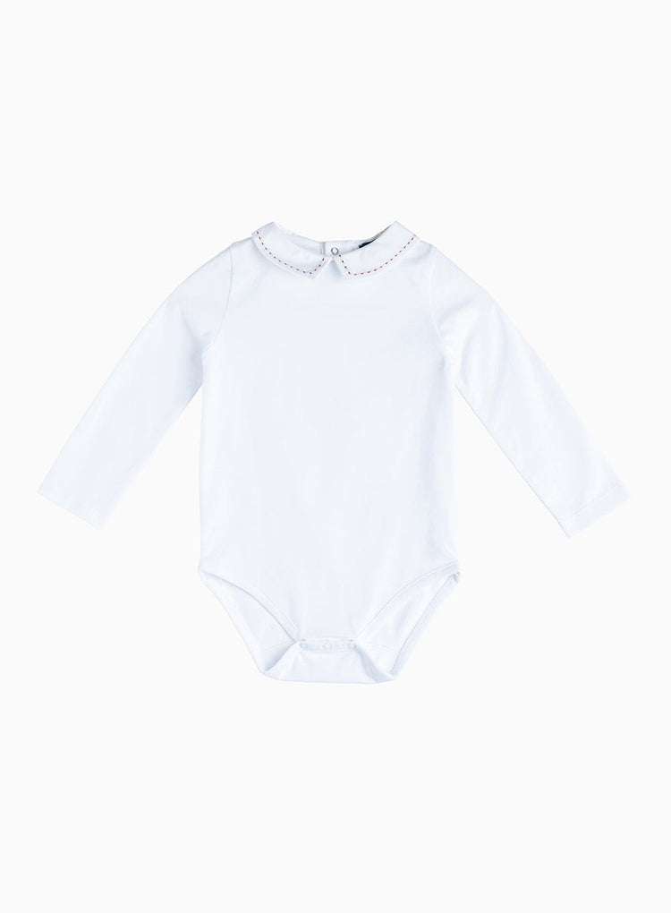 Thomas Brown Body Little Long-Sleeved Monty Stitched Body in White Red