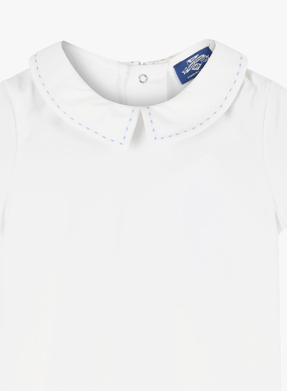 Thomas Brown Body Little Short-Sleeved Monty Stitch Body in White/Pale Blue