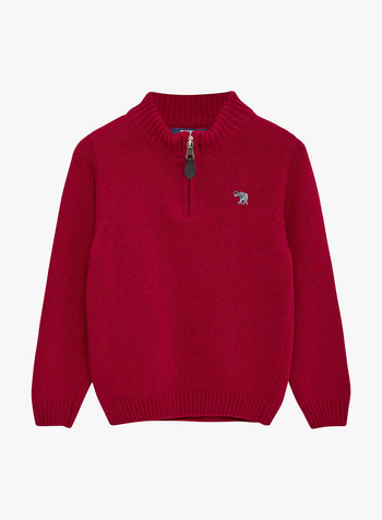 Calum Half-Zip Sweater in Red