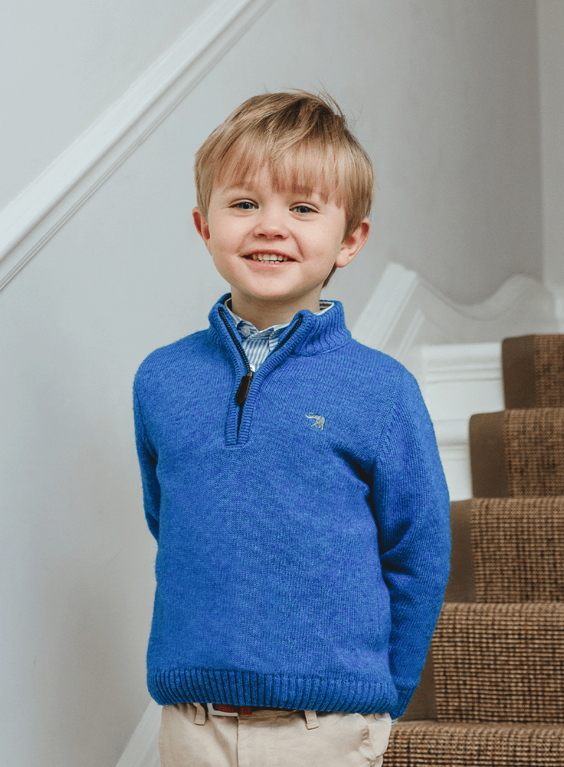 Thomas Brown Jumper Calum Half-Zip Jumper in Sky Blue