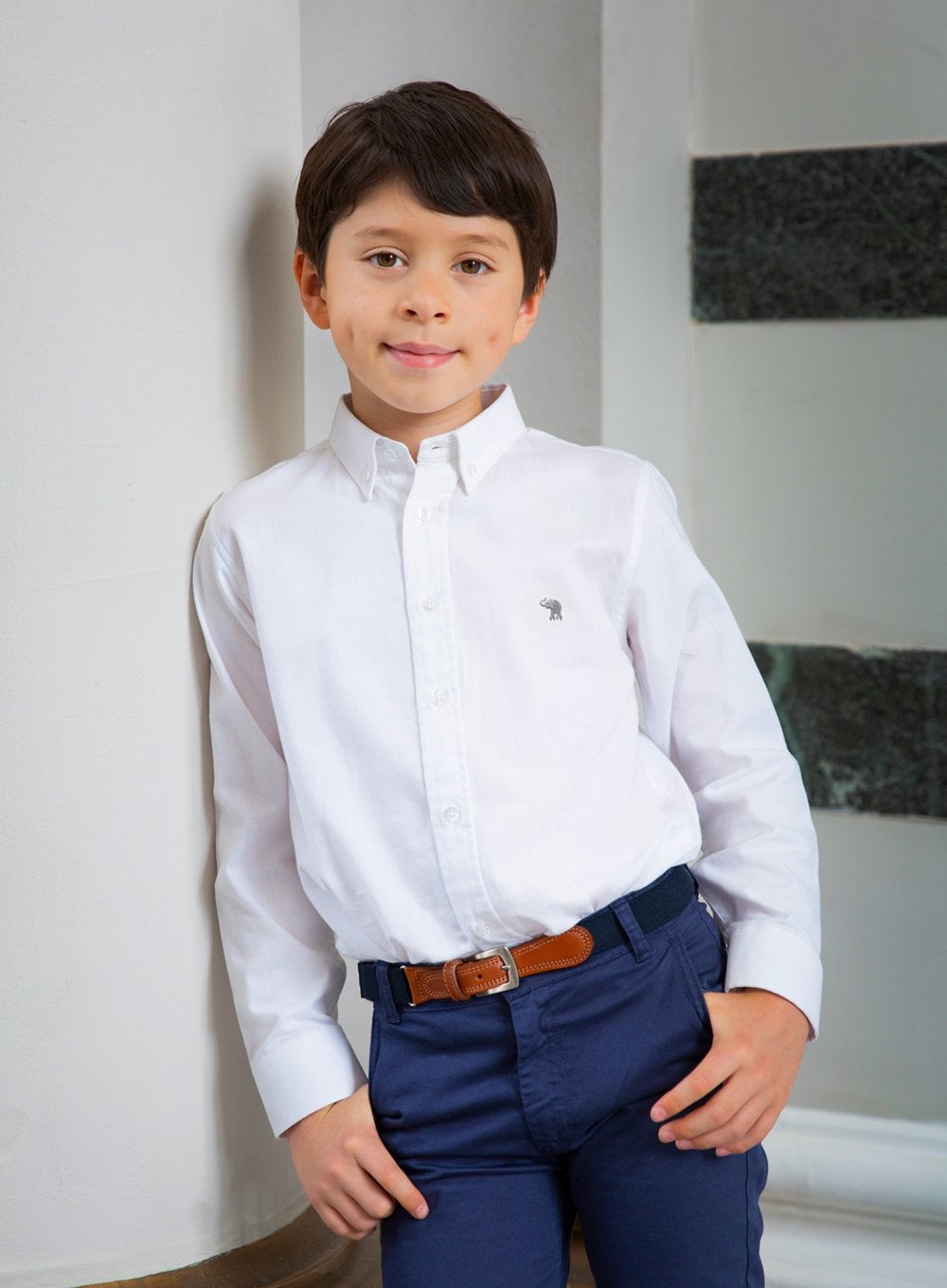 Thomas Brown Shirt Thomas Shirt in White - Trotters Childrenswear