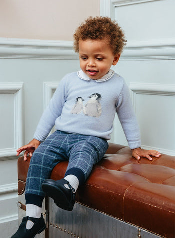 Little Orly Pants in Navy Sage Check