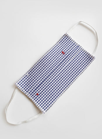 Trotters Face Covering Adults Face Covering in Navy Gingham - Trotters Childrenswear