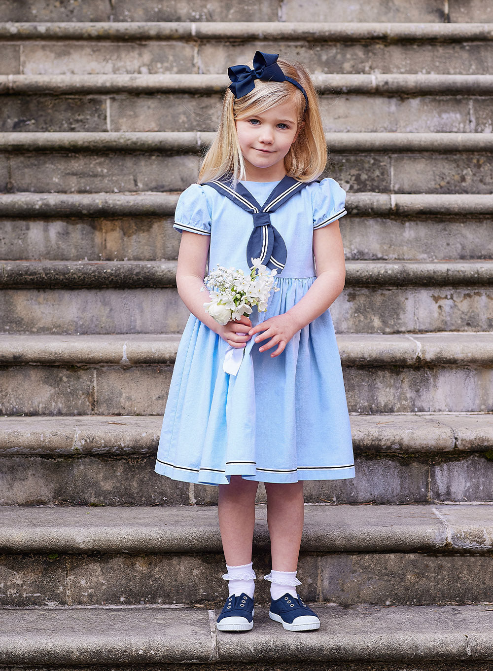 Trotters Heritage Dress Philippa Sailor Dress in Pale Blue
