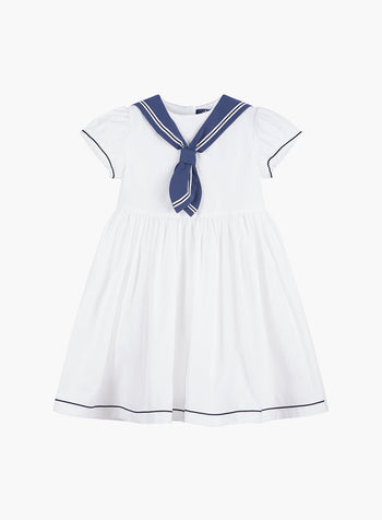 Trotters Heritage Dress Philippa Sailor Dress in White