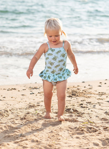 Baby Peplum Swimsuit in Turtle