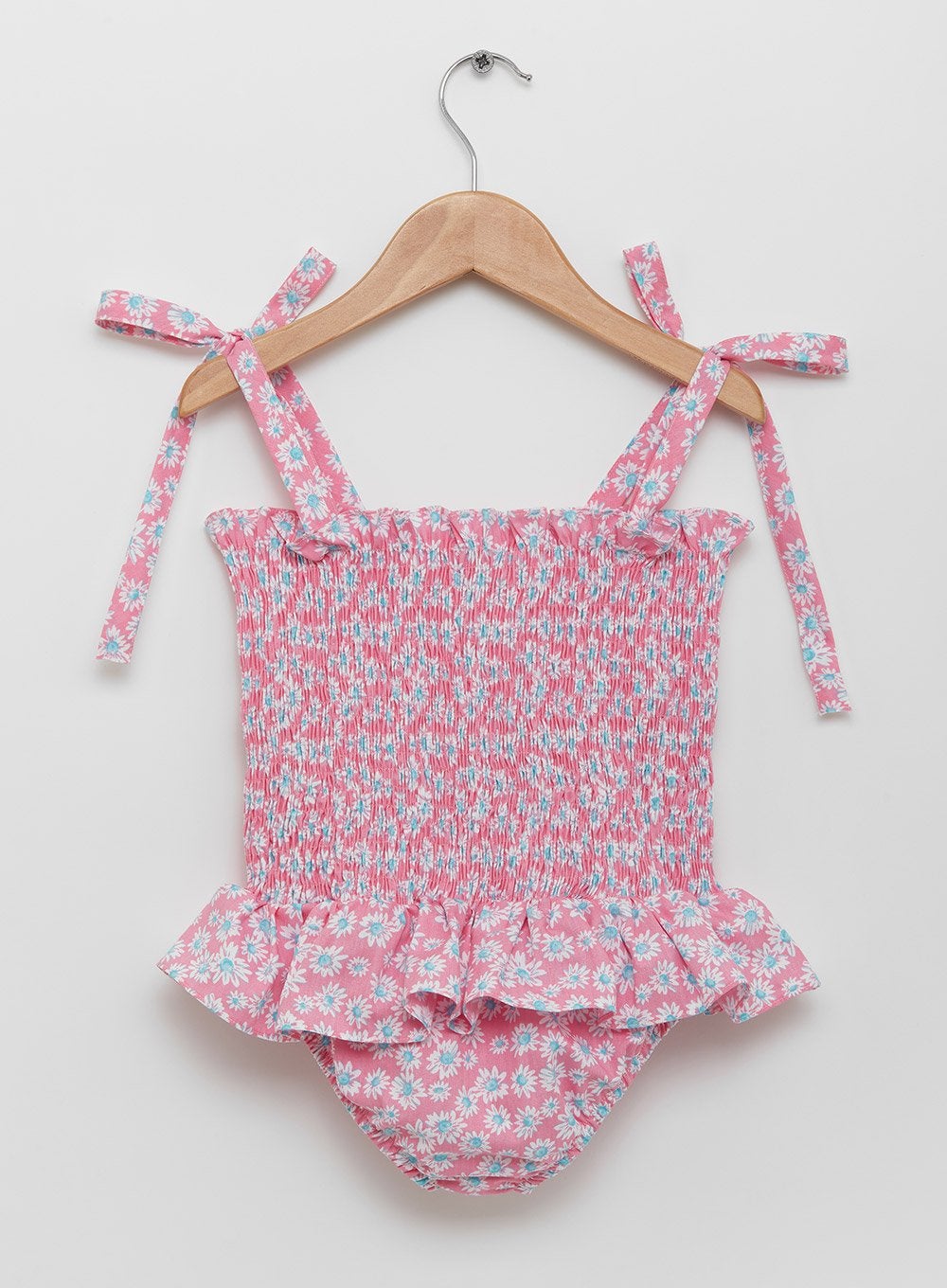 Trotters Swim Swimsuit Ruched Swimsuit in Pink Daisy - Trotters Childrenswear
