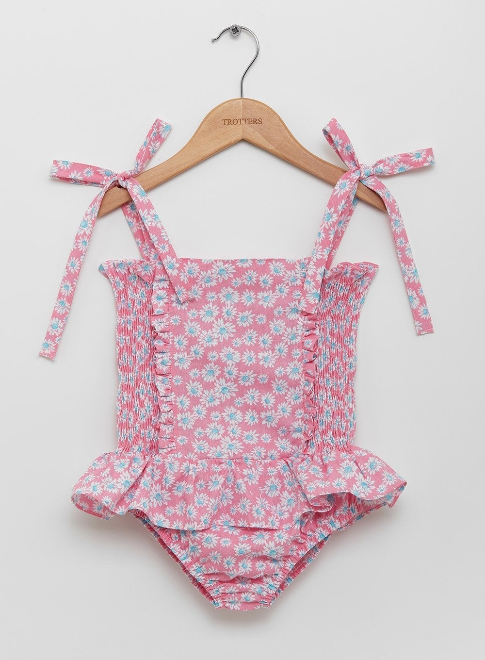 Trotters Swim Swimsuit Ruched Swimsuit in Pink Daisy