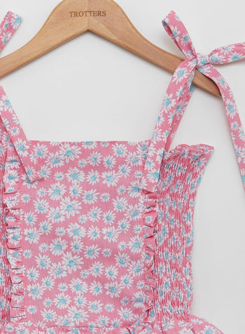 Trotters Swim Swimsuit Ruched Swimsuit in Pink Daisy